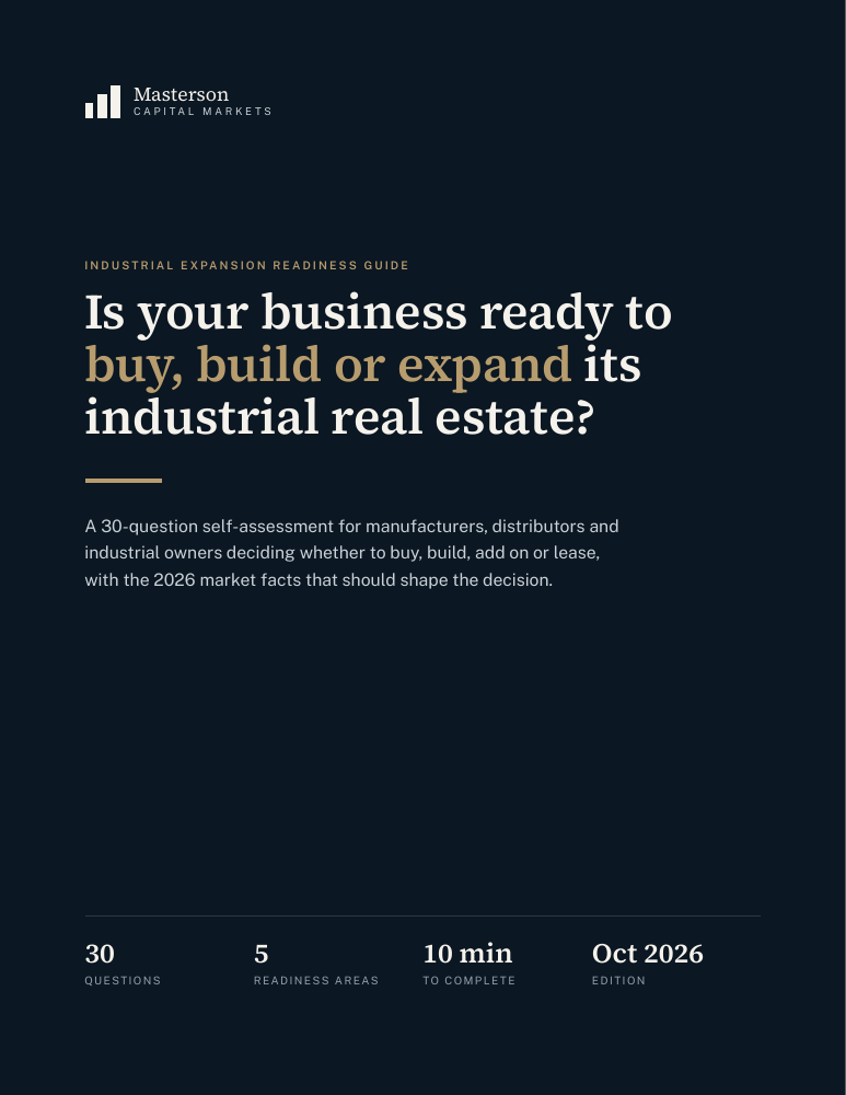 Cover of the Industrial Expansion Readiness Guide: Is your business ready to buy, build or expand its industrial real estate?